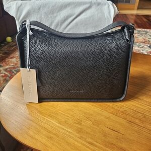 The Horse Black Pebbled Leather Messenger Shoulder Bag